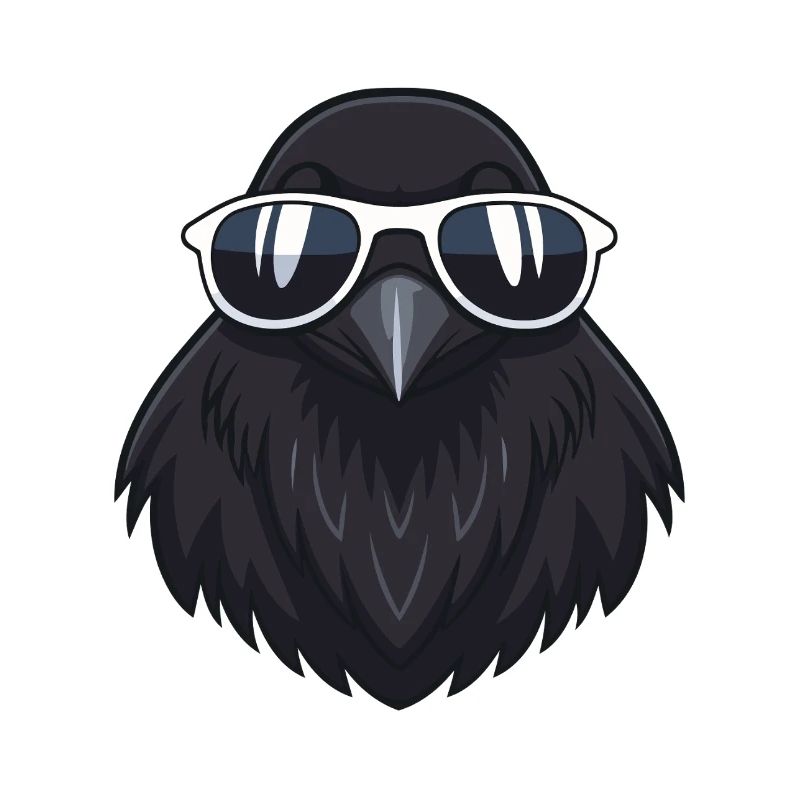 Raven Hipster Cool Glasses