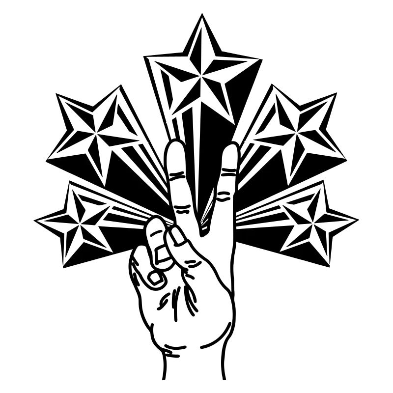 Five stars with peace sign V