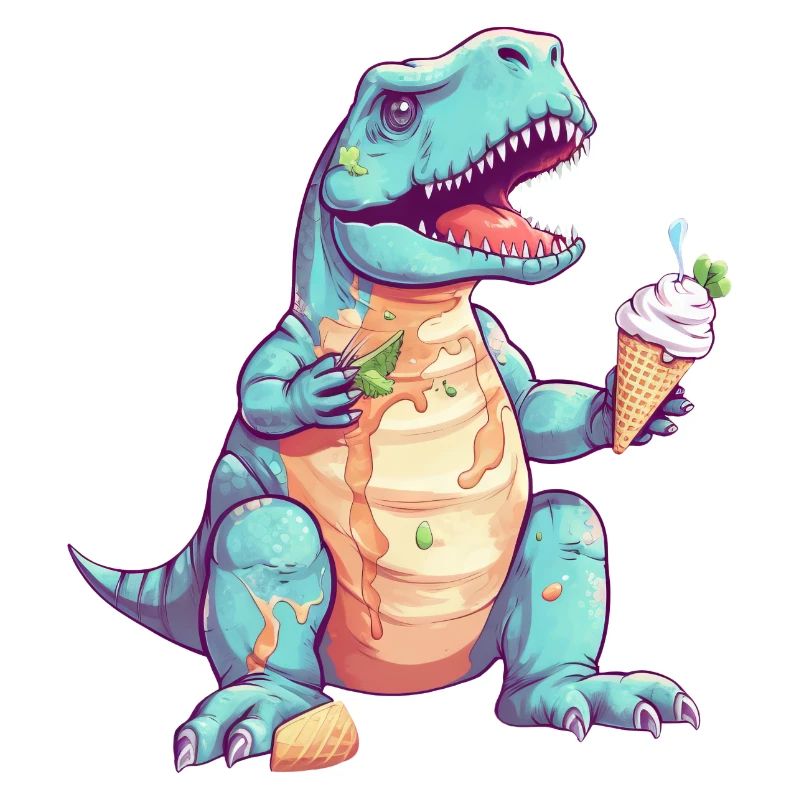 Clumsy T-Rex with ice cream