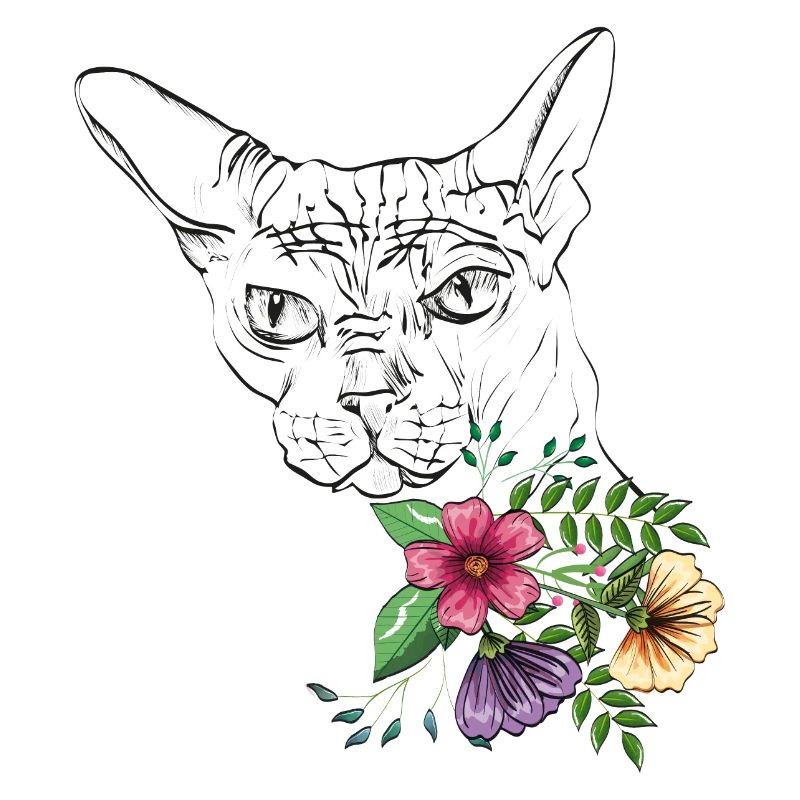 Katze mit Blumen