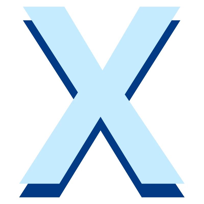 Lettre X bleu pop et moderne