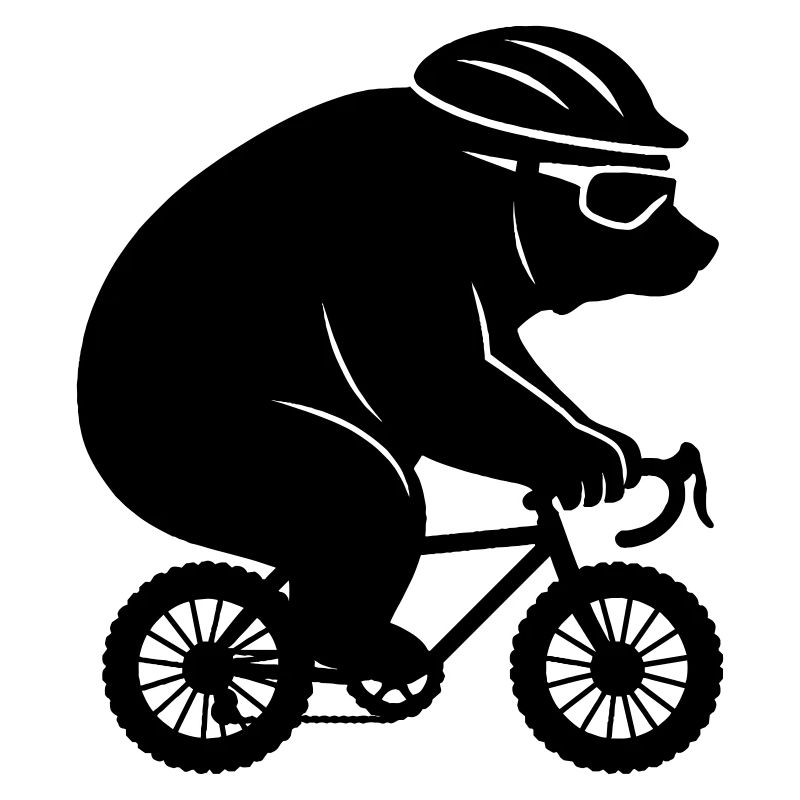 Ours géant sur un minuscule vélo de gravier
