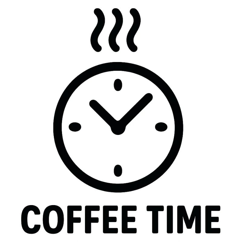 Coffee Time Clock Illustration