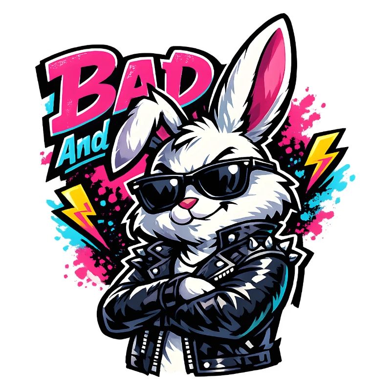 Bad Bunny Cute Easter Bunny with Colorful Egg