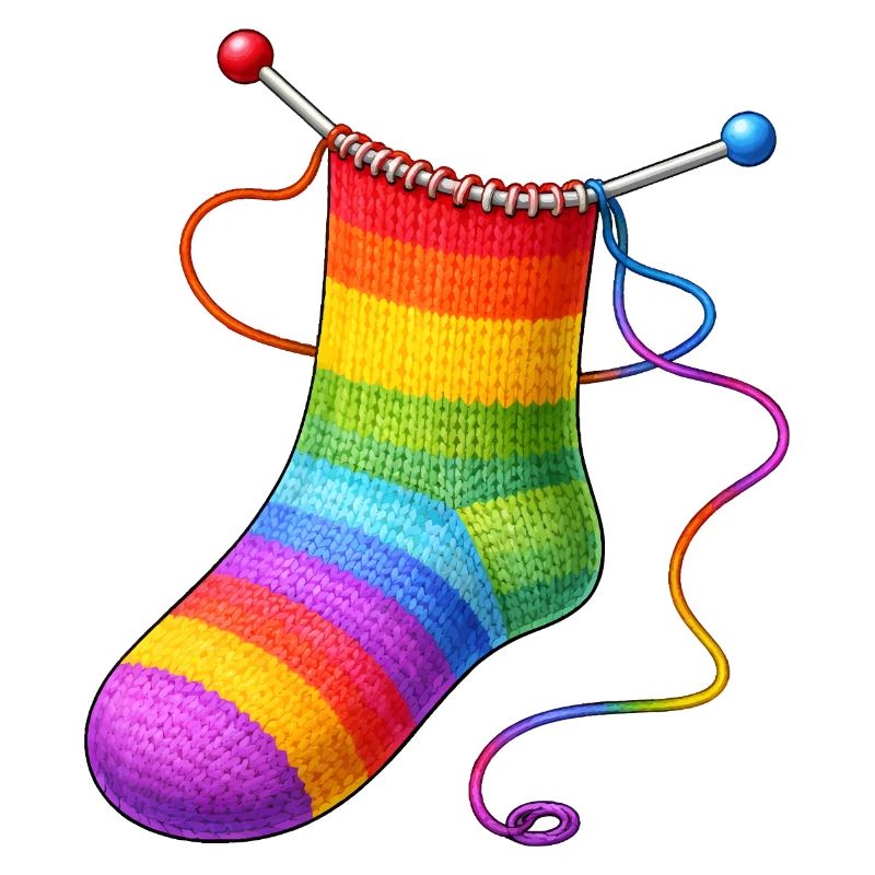 Gestrickte Regenbogen Socke Illustration 
