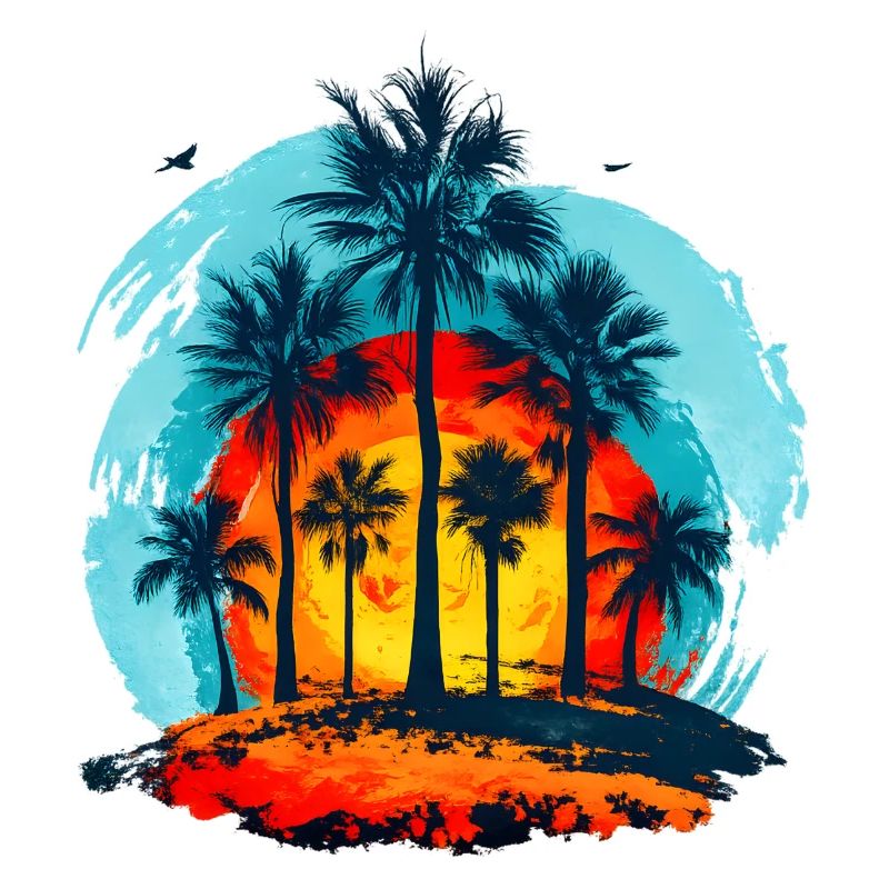 Palm trees at tropical sunset