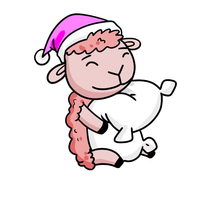 Sheep with pillow and sleeping cap