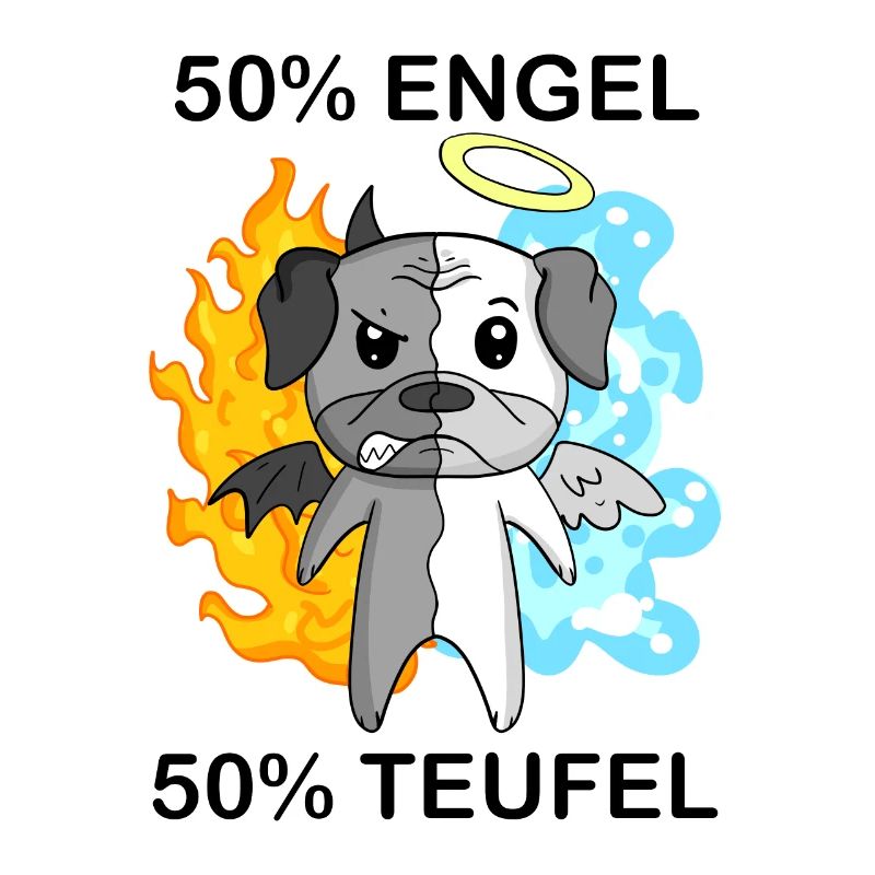 Hund Mops - Engel und Teufel
