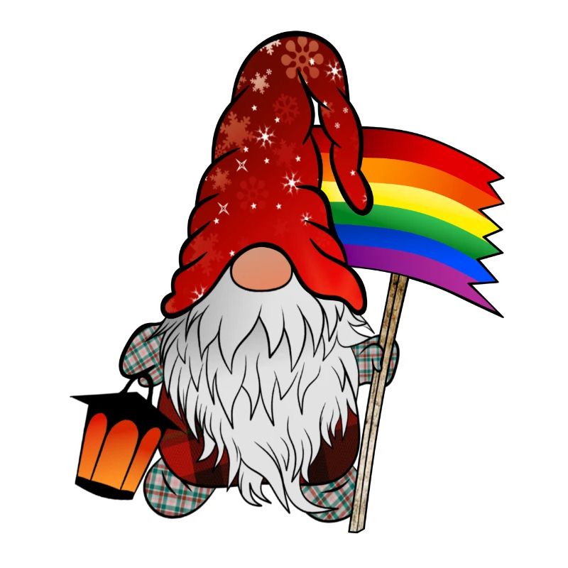 Gnome de Noël avec drapeau de la Gay Pride