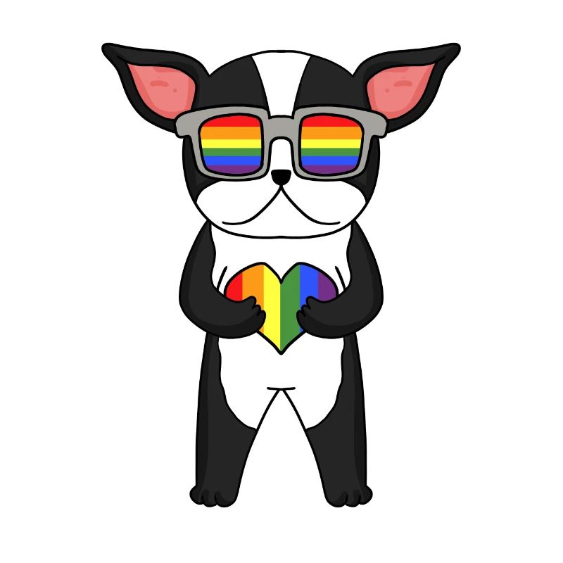 Regenbogen - Hund mit Brille und Herz