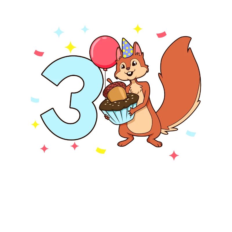 Mit Eichhörnchen - Kinder Geburtstag 3 Jahre