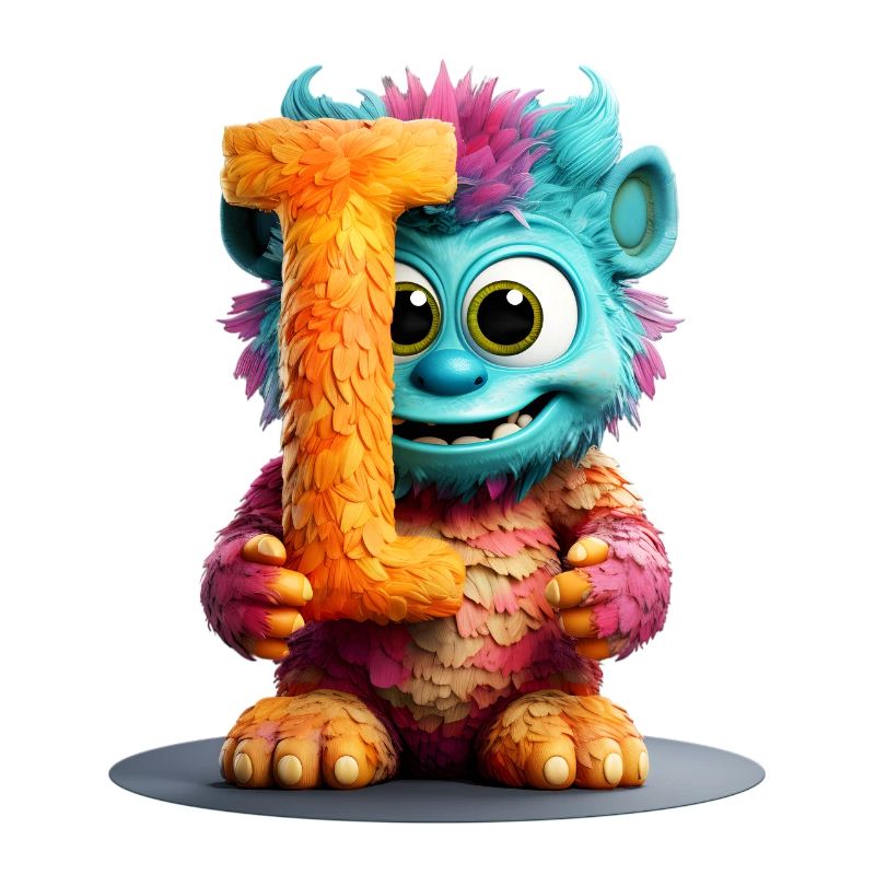 Alphabet Buchstabe I Buntes Monster