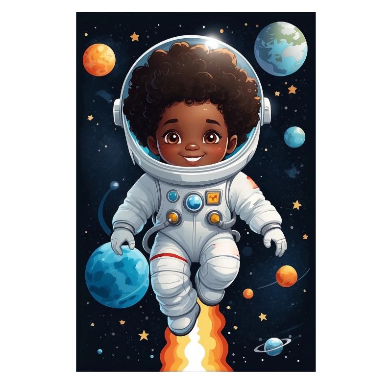 Visage d’enfant aventurier de l’espace