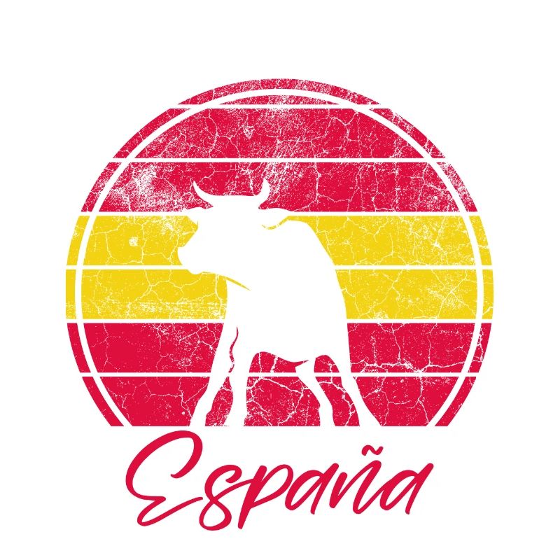 Spanische Flagge mit Stier retro