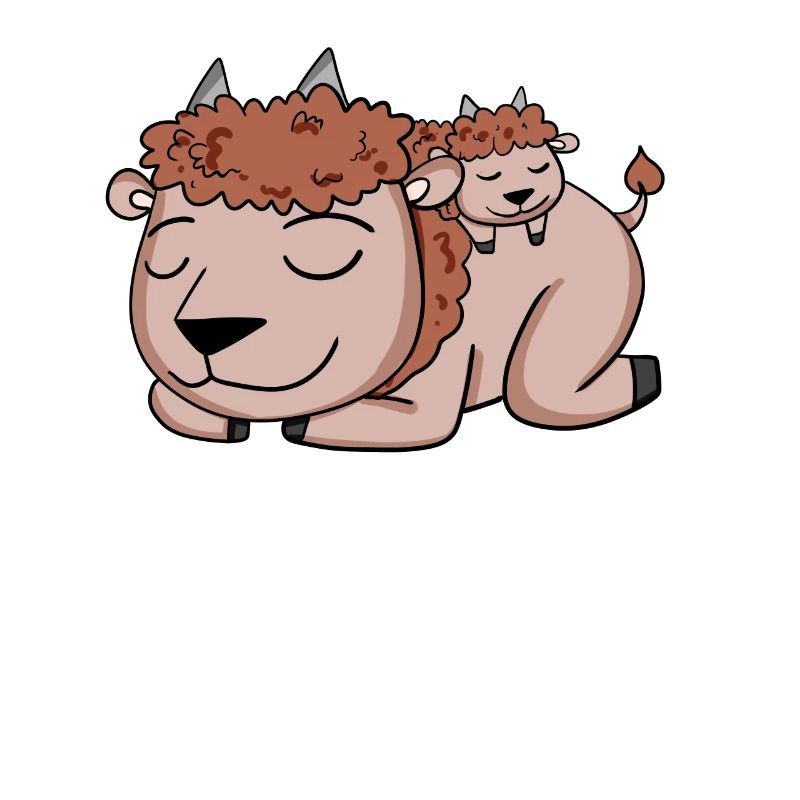 Famille de bisons - Bison avec bébé