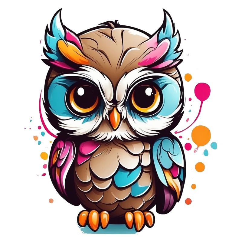 Bunte Eulenfigur im Pop Art Stil