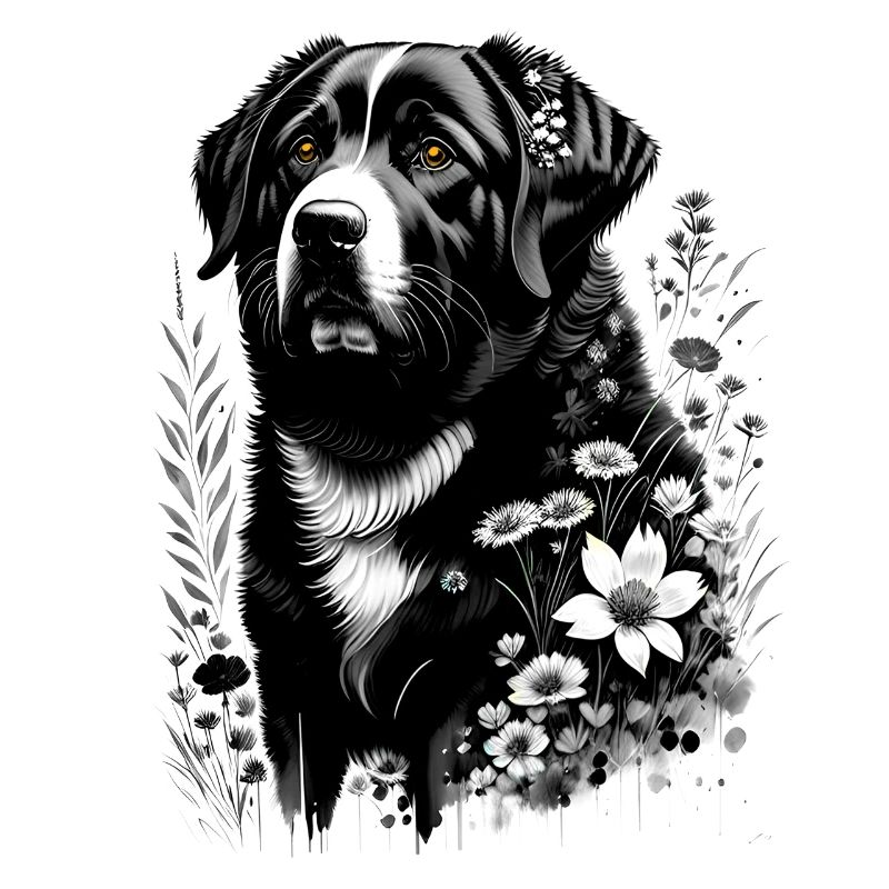 Mignon bouvier bernois avec des fleurs