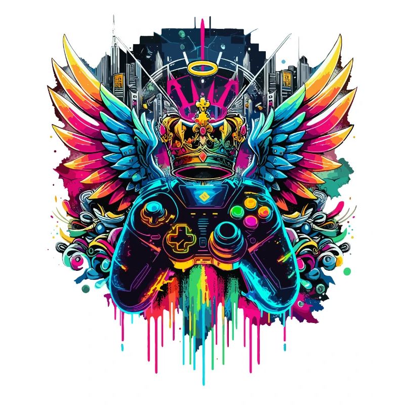 Gaming King Controller Wings Graffiti