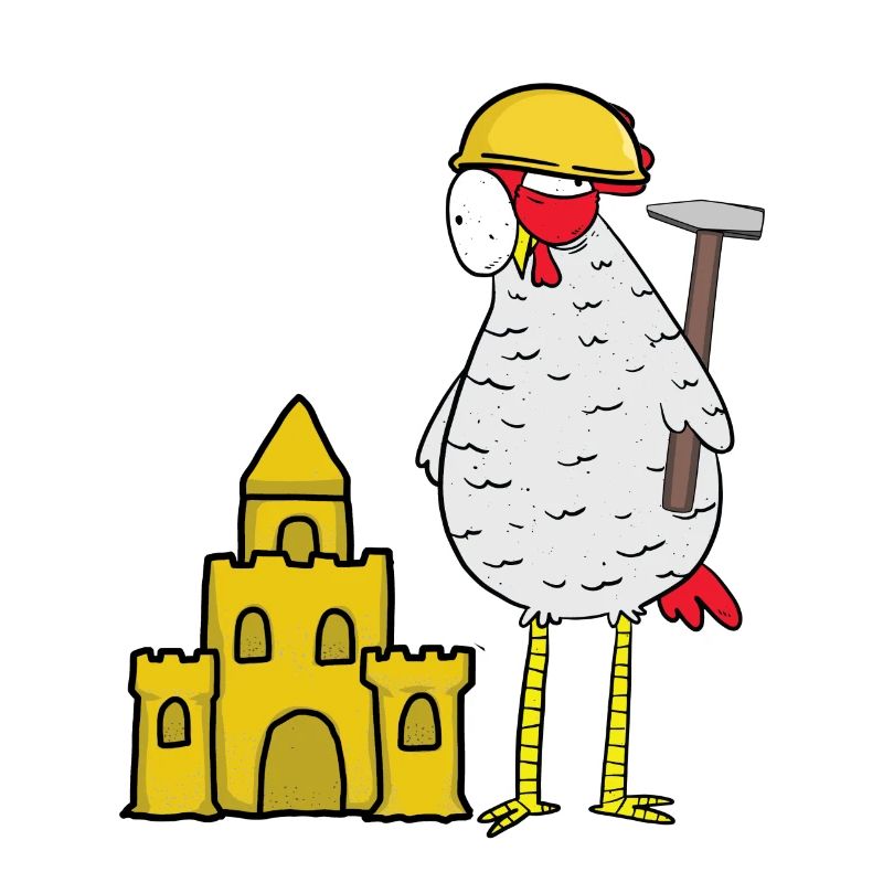 Craftsman Chicken Sandcastle Construction Site Building Builder