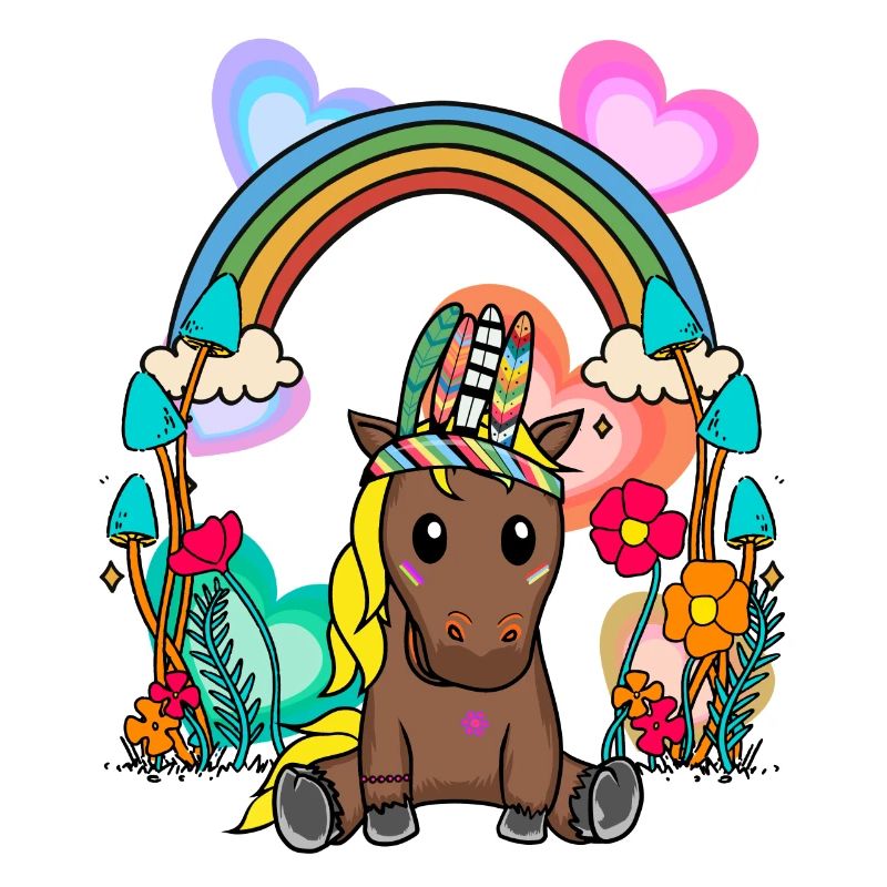 Geburtstag Hippie Pferd Regenbogen Pferde Kind