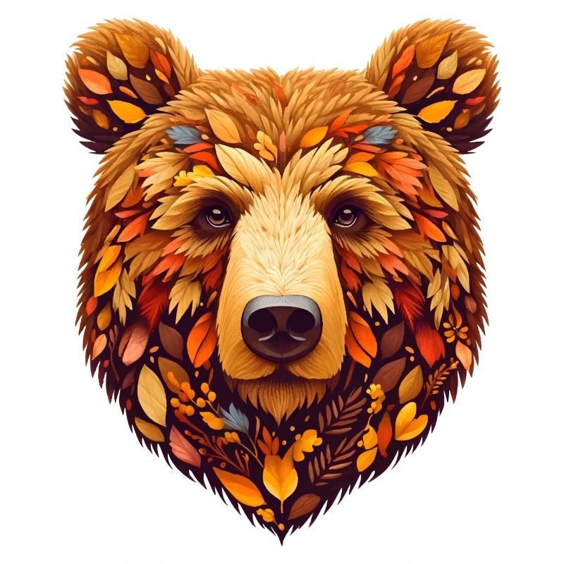 Ours brun, conçu à partir de différentes feuilles