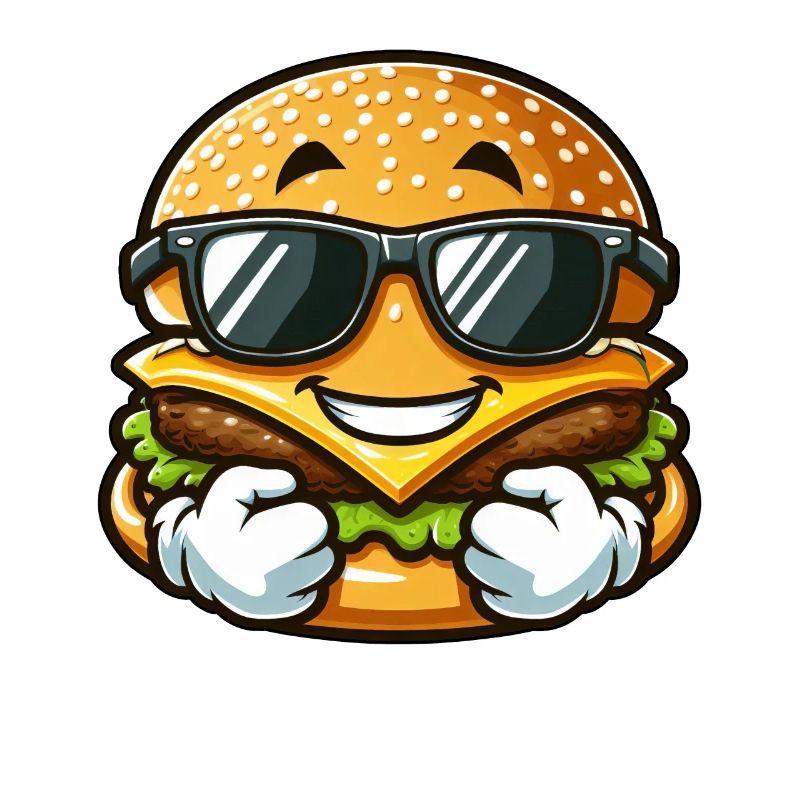 Cheeseburger au fromage cool avec lunettes de soleil