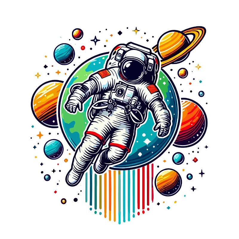 Retro Astronauts Space Planet Design