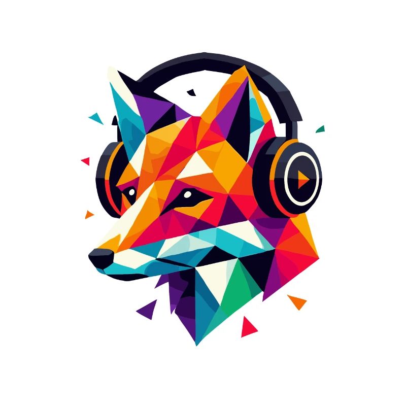 Geometrisches Polygon DJ Fox Kopfhörer Bunte Kunst