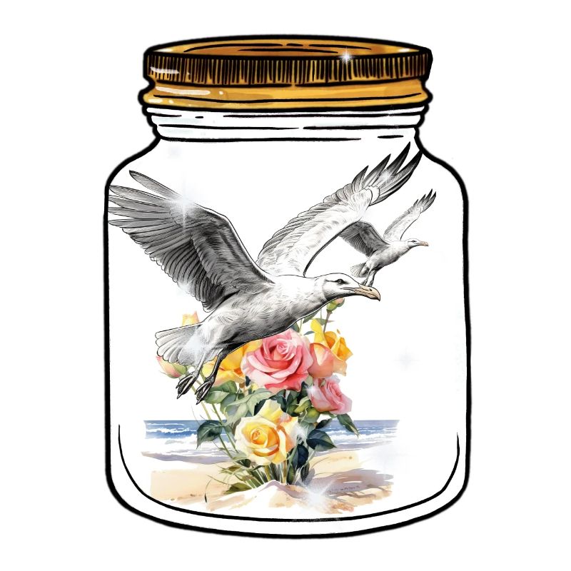 Message d’anniversaire dans une bouteille Seagulls Seagull Roses