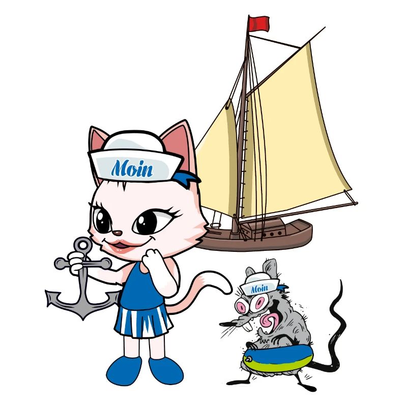 maritim Katze Ratte Seemänner Moin Kinder
