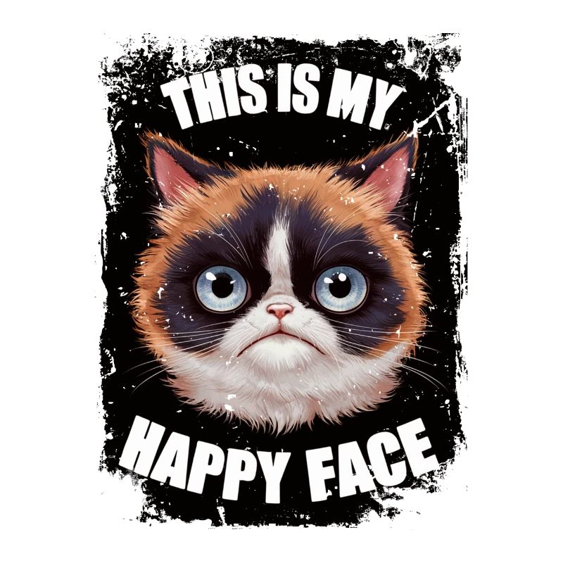 Funny Happy Face Kitten Kitty Cat Ironic Sarcasm.