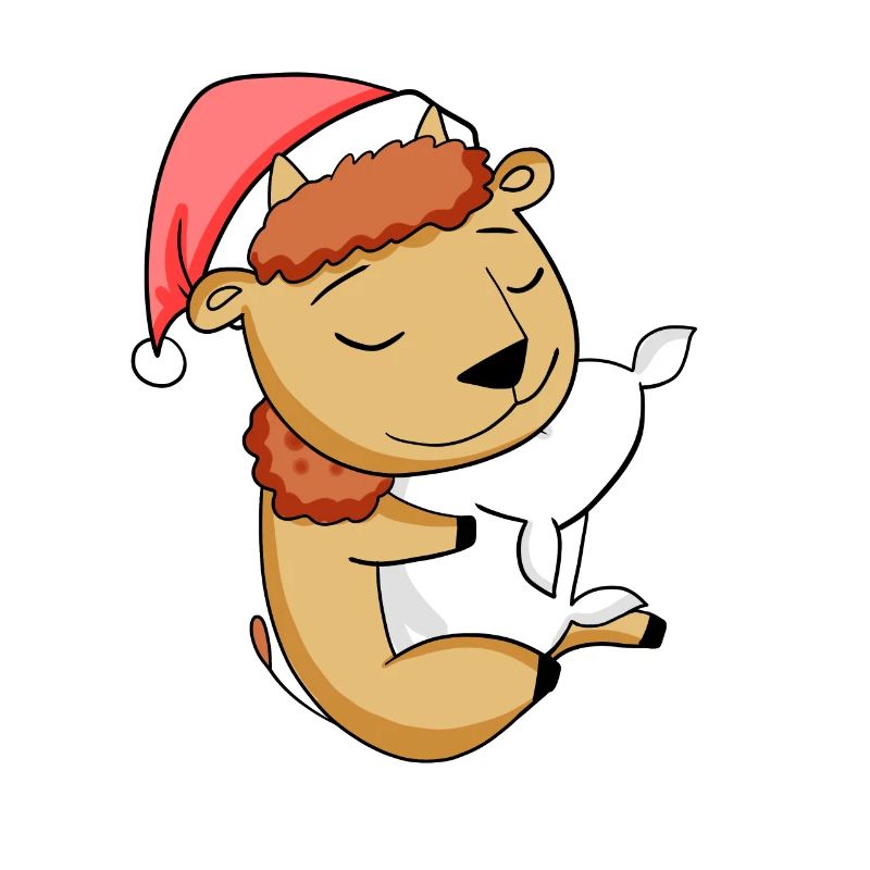 Bison mignon fatigué dormir à Noël
