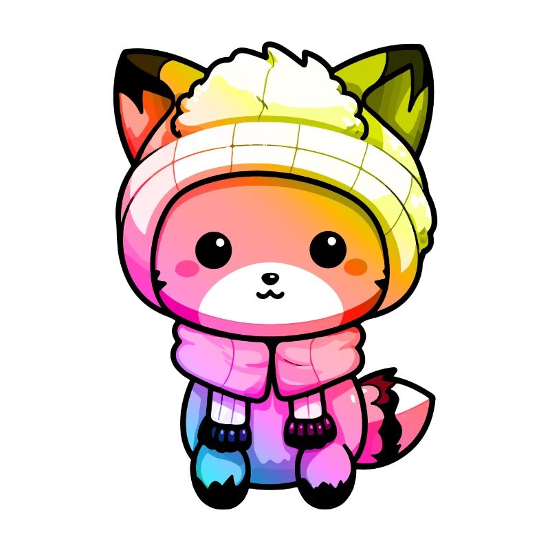 Fuchs Winter Tier Bunt Comic