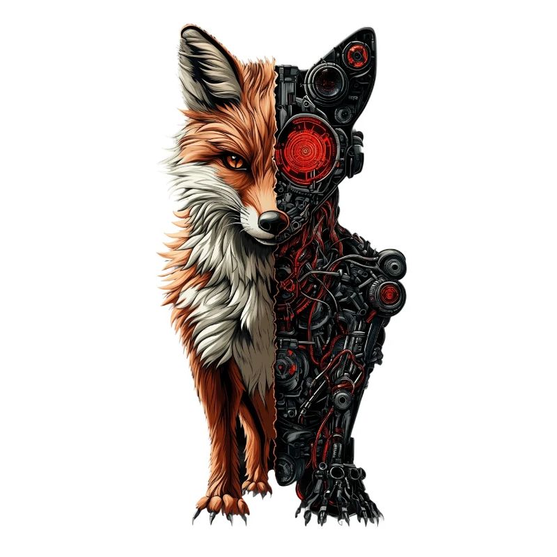 Lustiger Roboter Fuchs Cyborg Tier Fox Süßer Fuchs