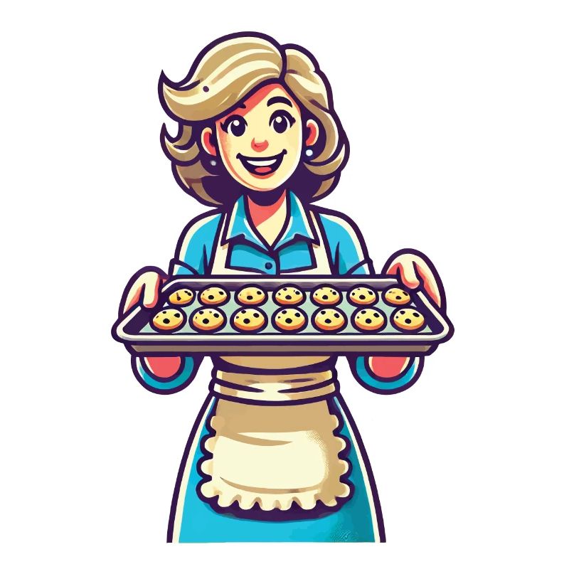 Cheerful baker with fresh biscuits