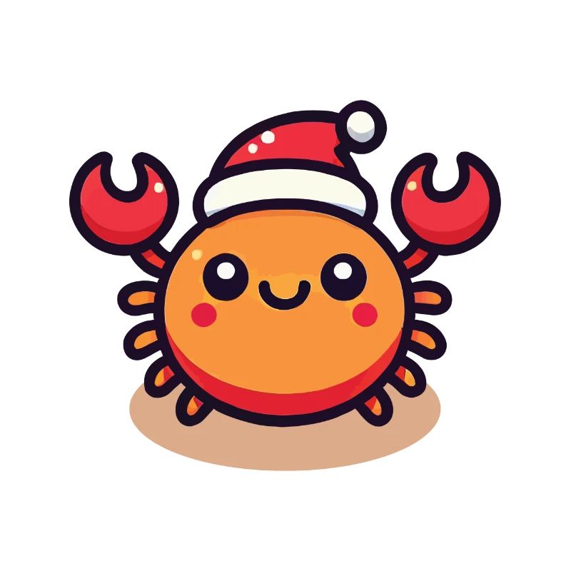 Cheerful crab with santa hat
