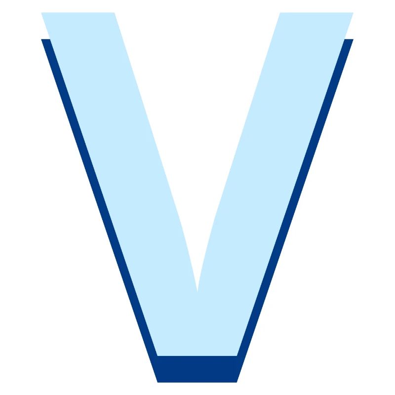 Pop und moderner blauer Buchstabe v