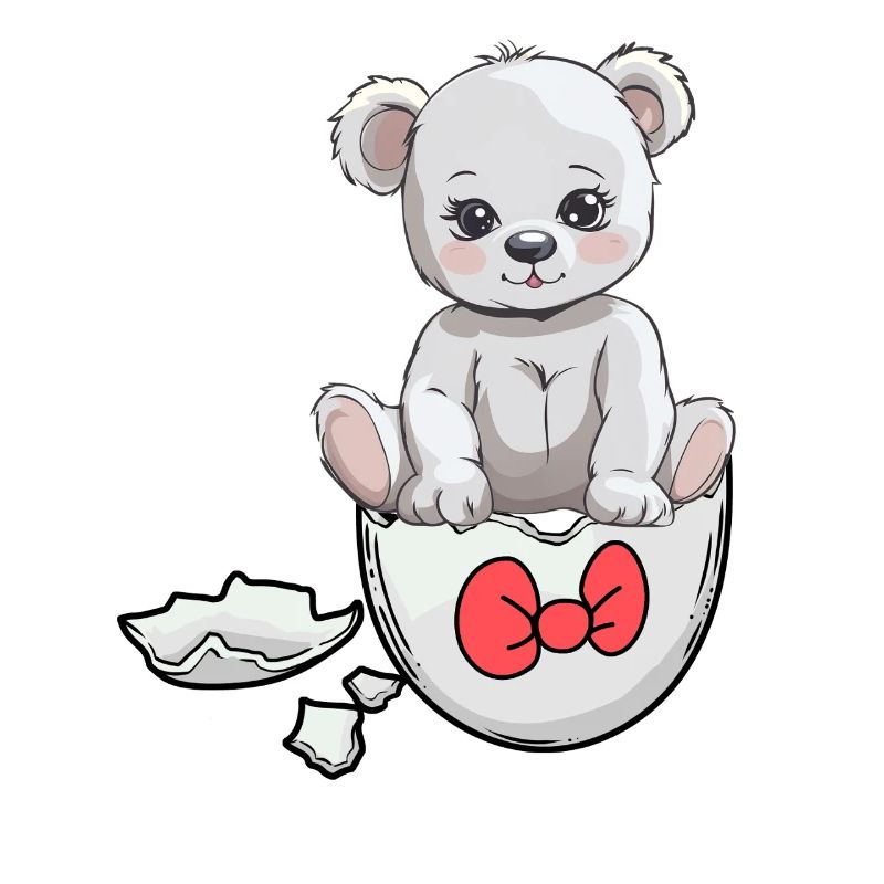 Teddy Bear Birth Baby Eggshell Hatch