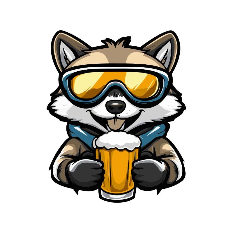 Waschbär Apres Ski Bier Comic
