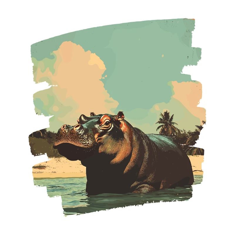 Hippopotame Rétro