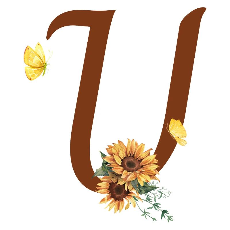 Buchstabe u Sonnenblume Schmetterling