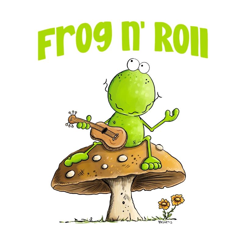 Frog With Activity Guitar Cottagecore Mushroom