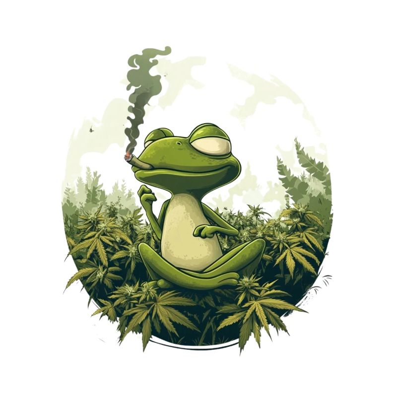 Frog in Lotus Position with Joint - Weed Frog Design