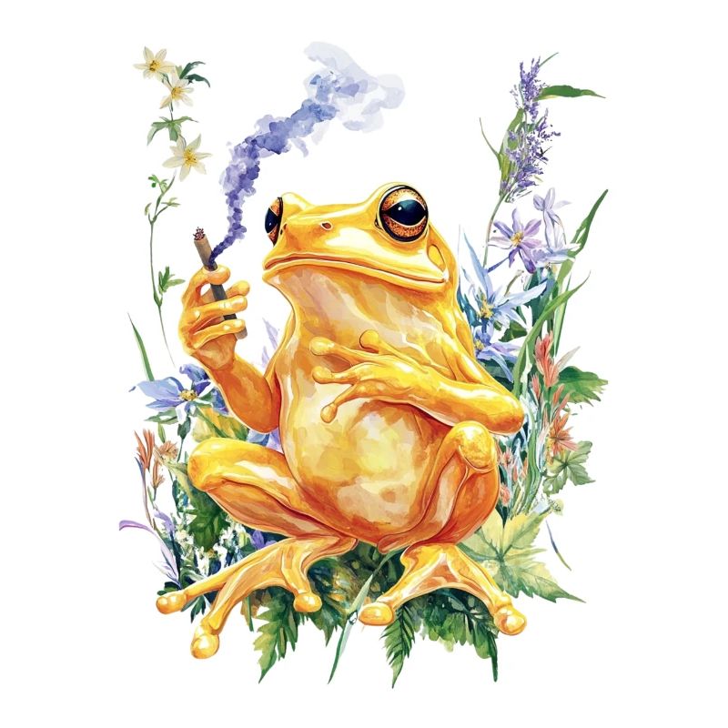 Grenouille dorée avec articulation et fleurs - Weed Frog