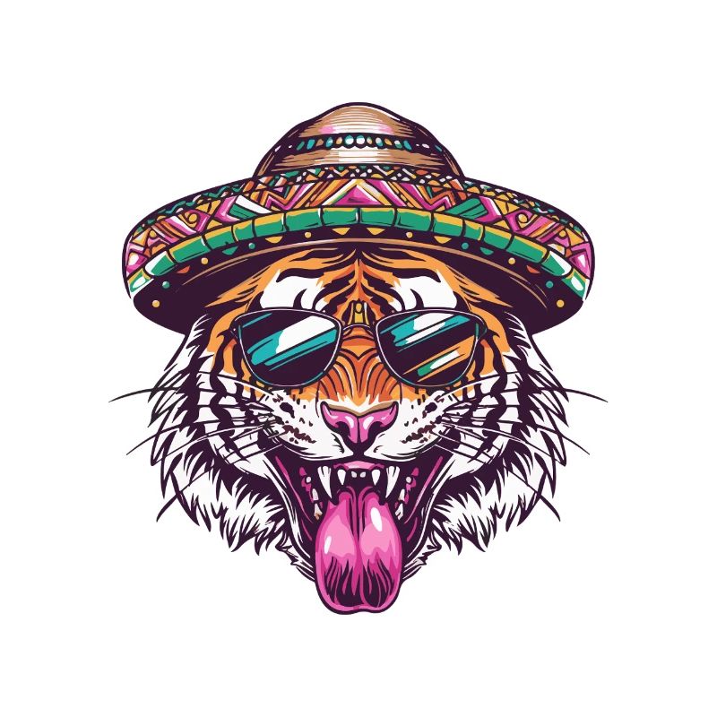 Tiger Comic Funny Sombrero