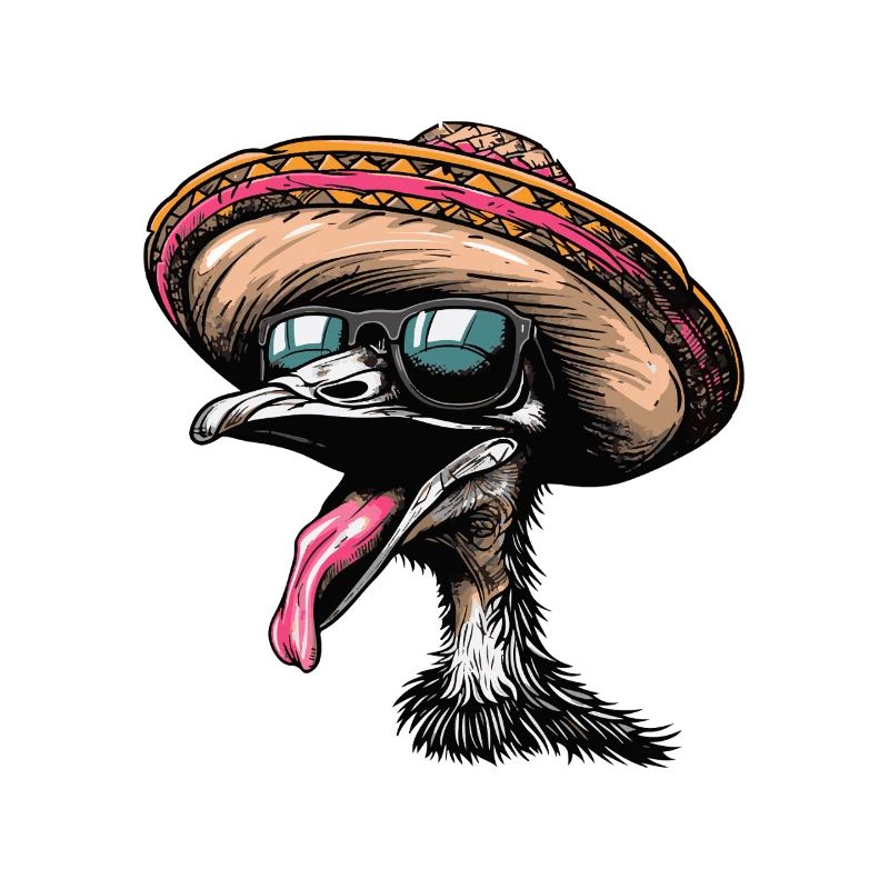 Ostrich Comic Funny Sombrero