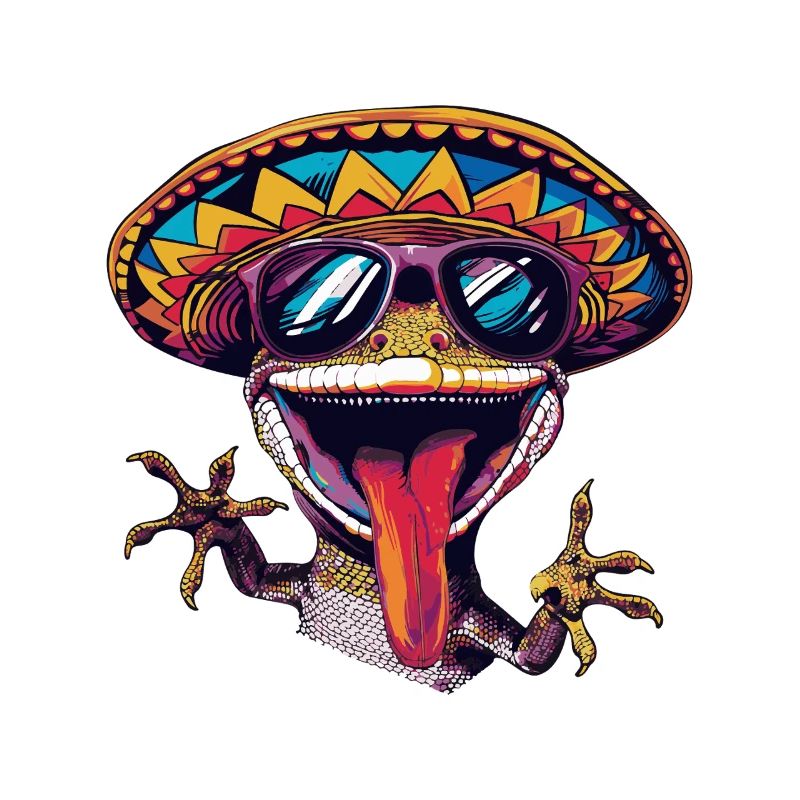 Echse Gecko Comic Lustig Sombrero
