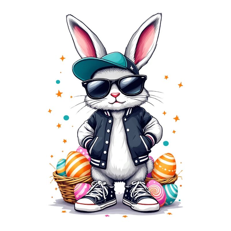 Stylischer Hase Mit Osterkörbchen