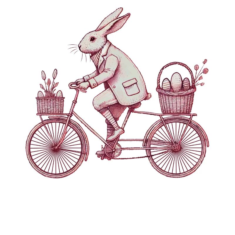 Easter Bunny Bicycle Retro Style