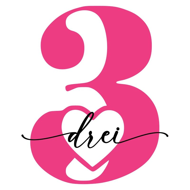 Digit Three 3 with Heart